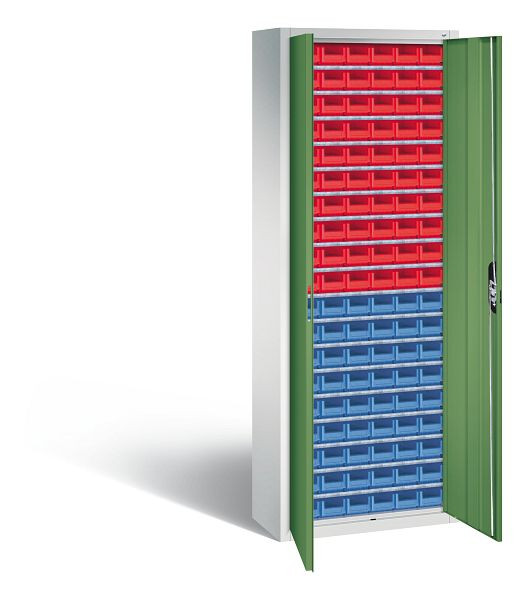 C+P Magazinschrank Serie 13, H1980xB700xT300mm, Farbe: Lichtgrau / Resedagrün, Muldengriff, 133113-23 S10045