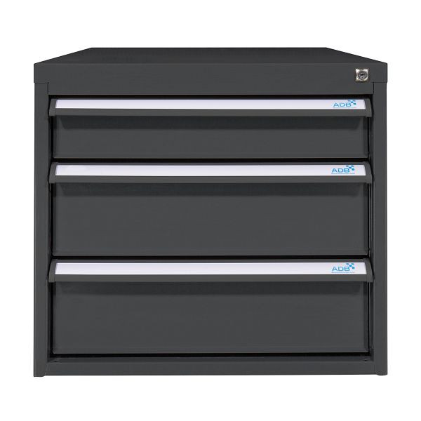 ADB Schubladenbox 400 mm, 3 Schubladen, H 500 x B 531,5 x 700mm, RAL7016, 50533