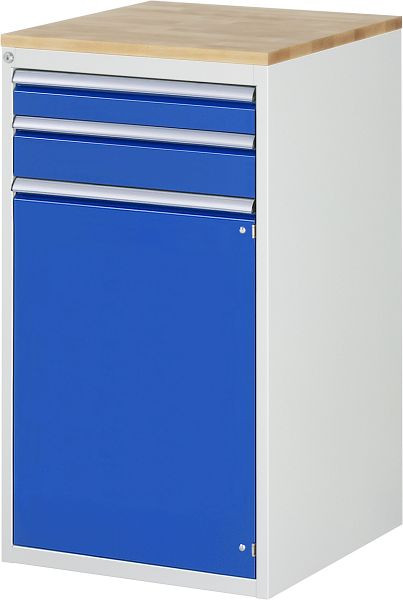 RAU Schubladenschrank Serie 7000, B580xT650xH1035mm, Schubladen: 1xH90, 1xH120mm, Flügeltür H720mm, Buche-Massiv-Arbeitsplatte, 03-L7.12AR-B.11
