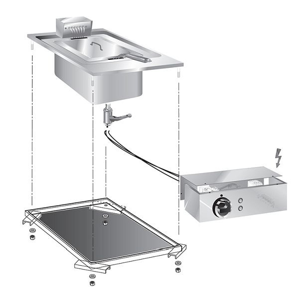 Gastro-Inox drop-in Fritteuse 10 Liter 6kW, 40cm mit Anschlusskasten, 160.520
