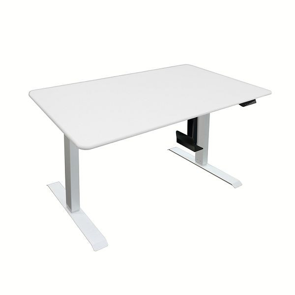 HOME DELUXE Höhenverstellbarer Schreibtisch elektrisch LUMINA mit PC-Halterung - 160 x 80 cm Weiß mit weißem Gestell, 51049