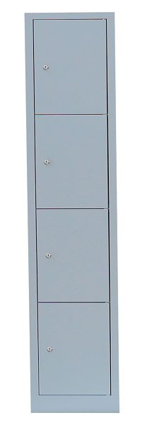 Lüllmann Stahl-Fächerschrank, 1800 x 415 x 500 mm, Lichtgrau/Lichtgrau, 523410