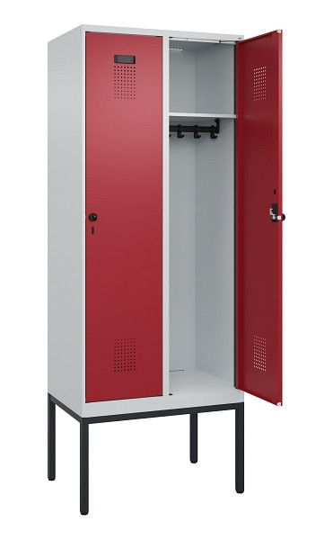 C+P Spind Evolo PLUS, Gestell, 2 Abteile, 2120x800x500mm, 7035/3003, Verschluss Drehriegel, Ablageböden 2, 0490307-22 S10004