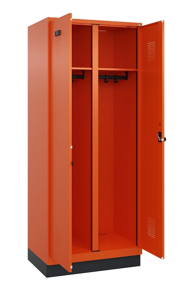 C+P Schwarz-Weiß-Spind Evolo PLUS, mit Sockel, 2 Abteile, 1950x800x500mm, 2004/2, Drehriegel, 049022-22 S10023