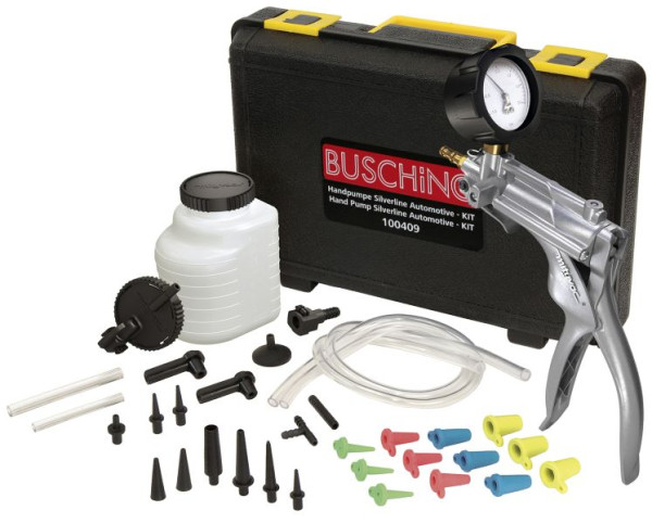 Busching Handpumpe "Silverline", Automotive-Set, Druck +4 bar / Vakuum -1 bar, 100409