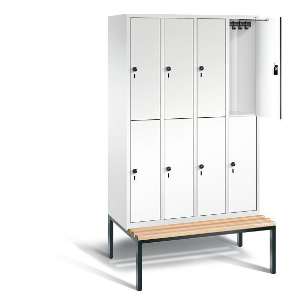 C+P Spind doppelstöckig Evolo, H2090xB1190xT815mm, Farbe: Verkehrsweiß / Dekor Weiß, 48350-40 S10454