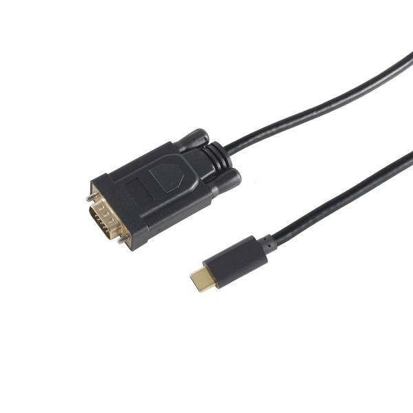 S-Conn USB Typ C Stecker auf VGA Stecker, vergoldete Kontakte, 3m, 10-59045