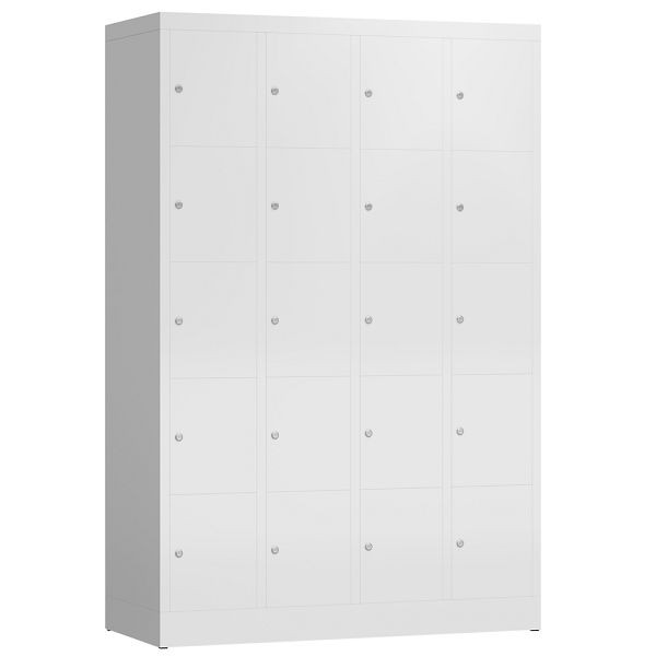 Lüllmann ClassiX Schließfachschrank, 4 Abteile à 5 Fächer, 1800 x 1185 x 500 mm, signalweiß, X-520547