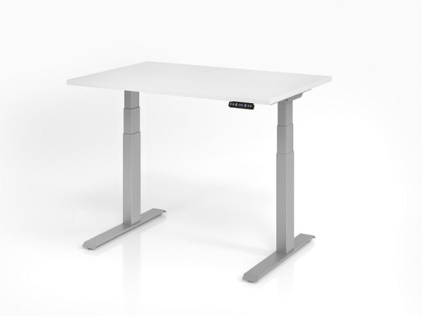 Hammerbacher Schreibtisch XDKB12, 120 x 80 cm, Platte: Weiß, 25 mm dick, ABS-Dickkante, Rechteckform, VXDKB12/W/S