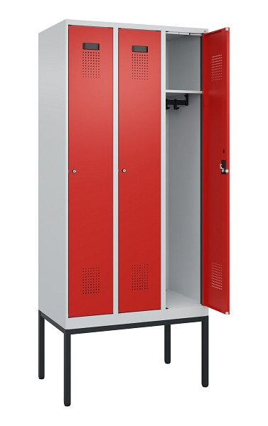 C+P Spind Evolo PLUS, Gestell, 3 Abteile, 2120x900x500mm, 7035/3020, Verschluss Zylinderschloss, Ablageböden 3, 0490307-30 S10032