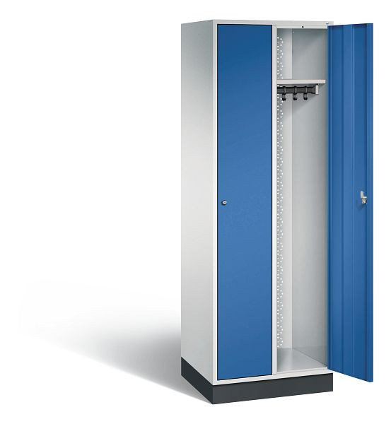 C+P Garderobenschrank Intro, H1950xB620xT490mm, Farbe: Lichtgrau / Enzianblau, 8170-201 S10013