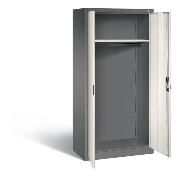 C+P Garderobenschrank Acurado, H1950xB930xT500mm, Farbe: Vulkangrau / Perlweiß, Muldengriff, 9280-088 S10331