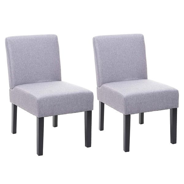 Mendler 2er-Set Esszimmerstuhl HWC-F61, Stuhl Lounge-Stuhl, Stoff/Textil, grau, 70173
