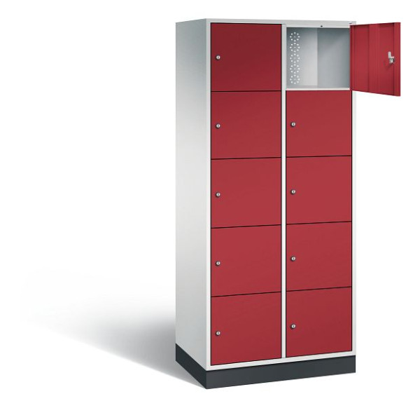 C+P XL-Schließfachschrank Intro, H1950xB820xT490mm, Farbe: Lichtgrau / Rubinrot, 8570-202 S10009