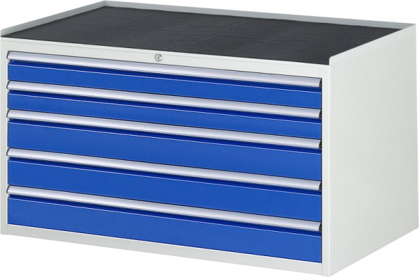 RAU Schubladenschrank Serie 7000, B1145 x T650 x H645mm, Metallauflage, Höhe 25 mm, Schubladen: 2xH90, 3xH120 mm, 13-XXL3.20A-MT.11