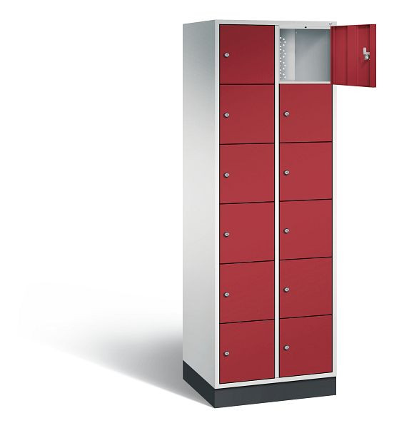 C+P Schließfachschrank Intro, H1950xB620xT490mm, Farbe: Lichtgrau / Rubinrot, 8670-201 S10005
