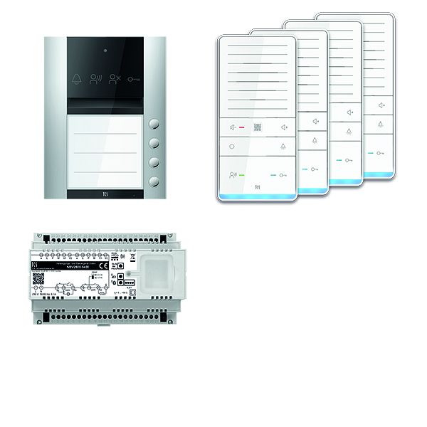 TCS Türkontrollsystem audio: pack PRO 4WE Außenstation ASA 4T AP 4x Freisprecher ISW6031 Steuergerät, PAAF041/008