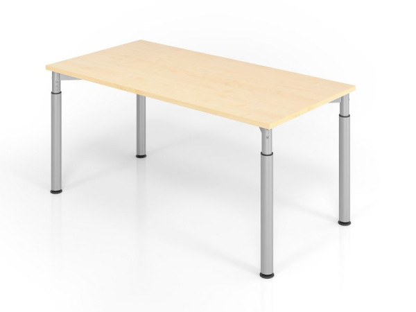 Hammerbacher Schreibtisch YS16, 160 x 80 cm, Platte: Ahorn, 25 mm dick, ABS-Dickkante, Rechteckform, Silber, VYS16/3/S