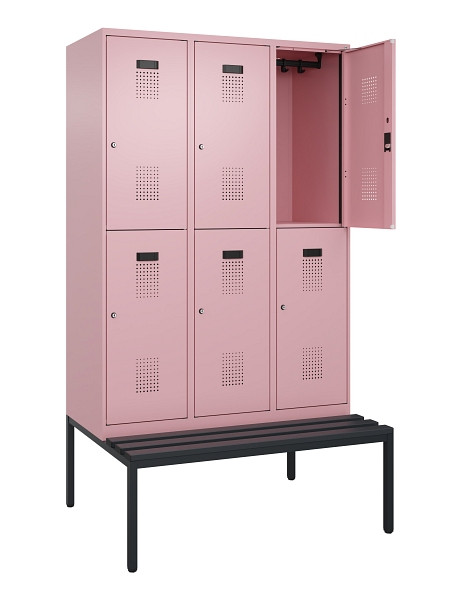 C+P Doppelstock-Spind Evolo PLUS, Bank, 6 Fächer, 2120x1200x815mm, 3015/3015, Zylinderschloss, Sitzfläche Kunststoff, Sitzbank, 0493507-32 S10138