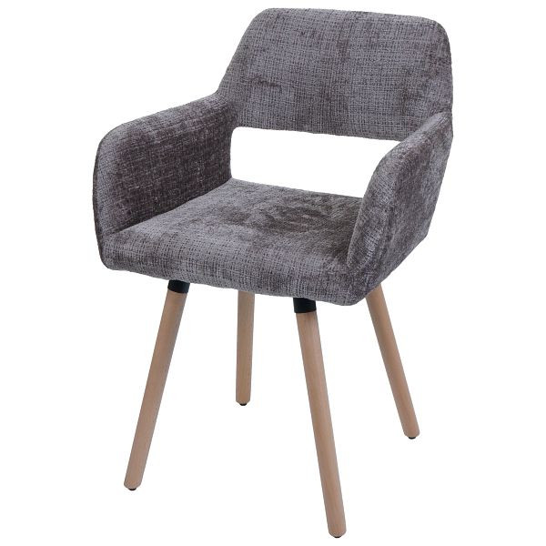 Mendler Esszimmerstuhl HWC-A50 II, Stuhl Küchenstuhl Polsterstuhl, Holz Stoff/Textil Chenille (465g/m²) FSC®, braun, 108869