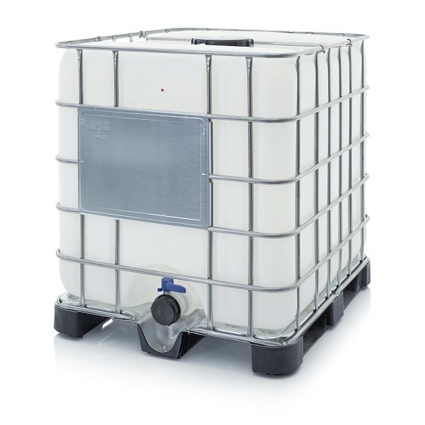 Auer IBC Container mit Kunststoffpalette Auslaufarmatur: NW 225, IBC 1000 K 225.80