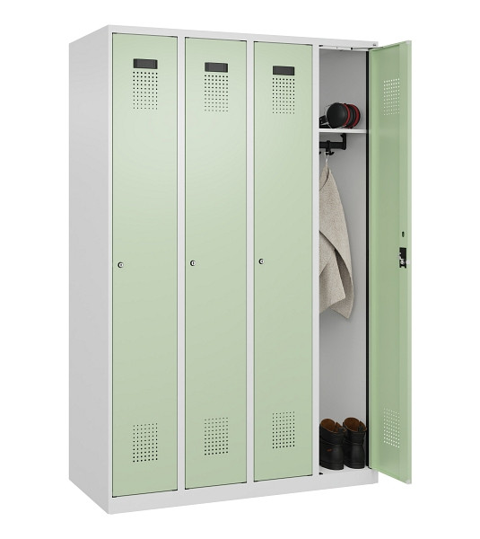 C+P Spind Evolo PLUS, 4 Abteile, 1850x1200x500mm, 9016/6019, Verschluss Zylinderschloss, Ablageböden 4, 049000-40 S10046