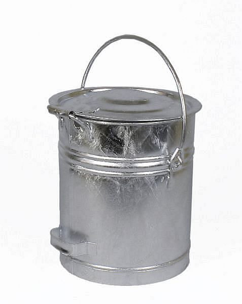 Renner Mülleimer zylindrisch 20 L, mit Scharnierdeckel, Ø ca. 295 mm, Höhe 360 mm, feuerverzinkt, 2017-00
