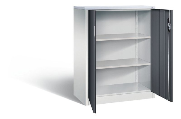 C+P Büroschrank Acurado, H1200xB930xT500mm, Farbe: Lichtgrau / Schwarzgrau, Muldengriff, 3 OH, 9287-1200 S10233
