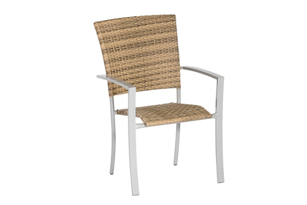 Merxx Savona Stapelsessel, silber/naturgrau, 2er Set, Aluminiumgestell mit Kunststoffgeflecht, 50388-228