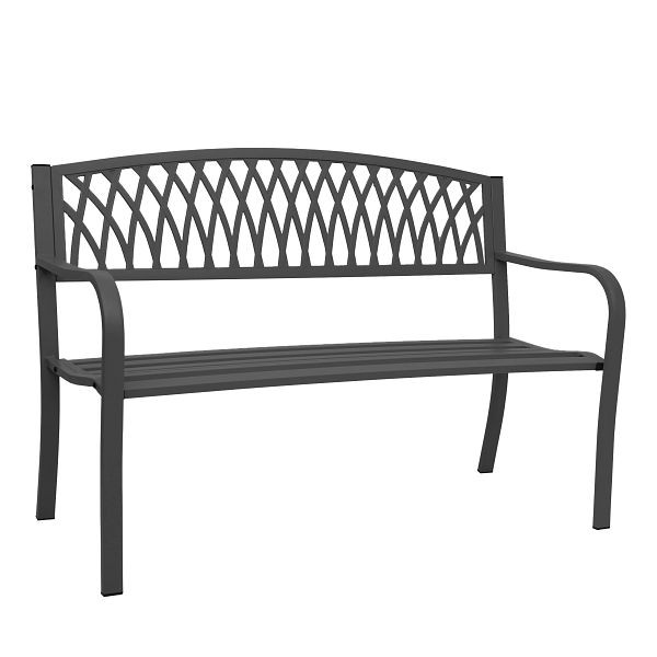 Mendler Gartenbank HWC-F45, Bank Parkbank Sitzbank, 2-Sitzer pulverbeschichteter Stahl, schwarz, 69700