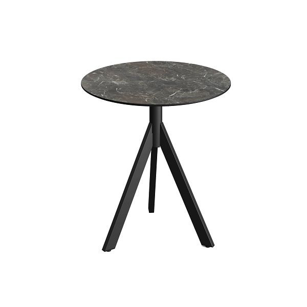 Feros Infinity Tripod Terrassentisch Schwarz frame + Galaxy Marble HPL Tischplatte Ø70 cm, 140011570
