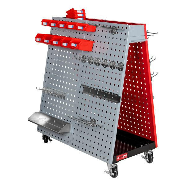 Holzmann Fahrbare Werkzeuglochwand mit 62-teiligem Werkzeughalterset, WLW62DUO
