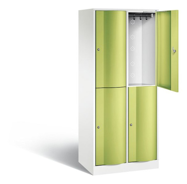 C+P Spind doppelstöckig Resisto, H1950xB772xT540mm, Farbe: Verkehrsweiß / Viridingrün, 8270-272 S10180