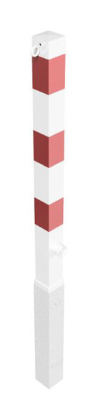 Schake Absperrpfosten (Feuerwehrpfosten) Stahlrohr 70 x 70 mm herausnehmbar, mit Dreikantverschluss, weiß beschichtet, mit 2 Ösen, 470FB/2