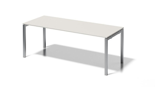 Bisley Cito Schreibtisch, 730 mm höhenfixes U-Gestell, H 19 x B 2000 x T 800 mm, grauweiß/silber, DUF2008GW355