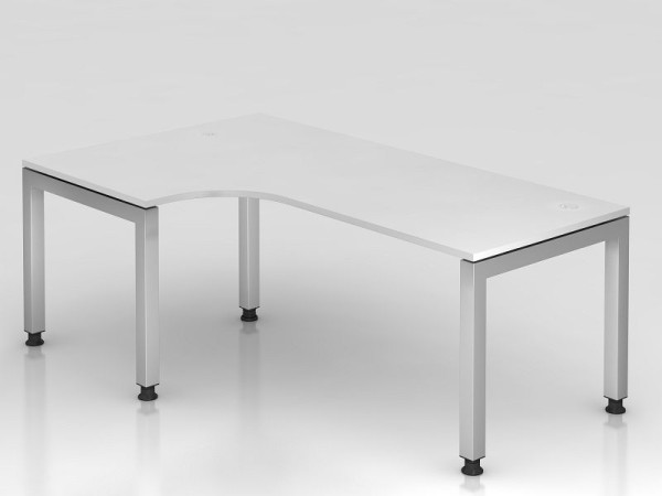 Hammerbacher Winkeltisch U-Fuß eckig 200x120cm 90° Weiß, Winkelform 90°, schwebende Platte, VJS82/W/S