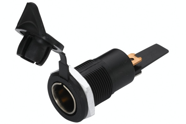 HELLA Steckdose, 12V, 1-polig, Flachsteckanschluss, Stecker: Flachstecker, Länge: 65.3mm, schwarz, DIN/ISO: 4165, 8JB 004 777-001