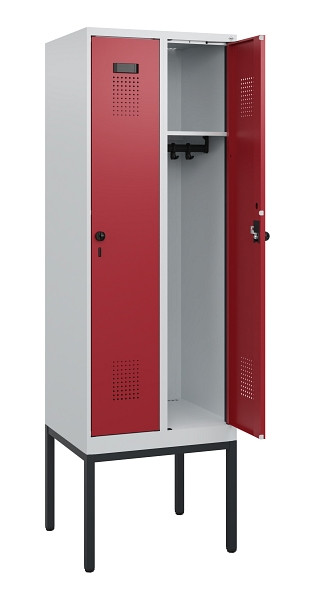C+P Spind Evolo PLUS, Gestell, 2 Abteile, 1950x600x500mm, 7035/3003, Drehriegel, 0490305-20 S10004
