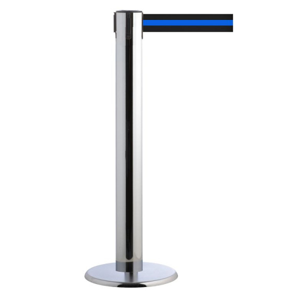 Stein HGS Personenleitsystem -P-Line Titan-, chrom, schwarz/blau/schwarz waagerecht (gestreift), mit Gurtendstück (Standard), 15693-0702