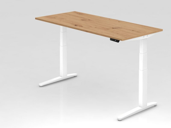 Hammerbacher Schreibtisch XBHM19, 180 x 80 cm, Platte: Asteiche, 25 mm dick, ABS Dickkante, Rechteckform, Weiß, VXBHM19/R/WW