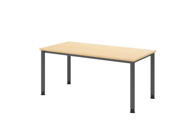 Hammerbacher Schreibtisch HS16, 160 x 80 cm, Platte: Ahorn, 25 mm dick, 4-Fuß-Gestell in Graphit, Arbeitshöhe 68,5-81cm, VHS16/3/G
