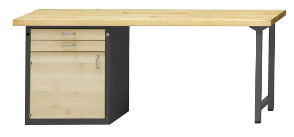 ANKE Werkbänke Kombiwerkbank, Modell 822 VH, 2000 x 700 x 890 mm, RAL 7016/Buche, BMP 40 mm, 420.105