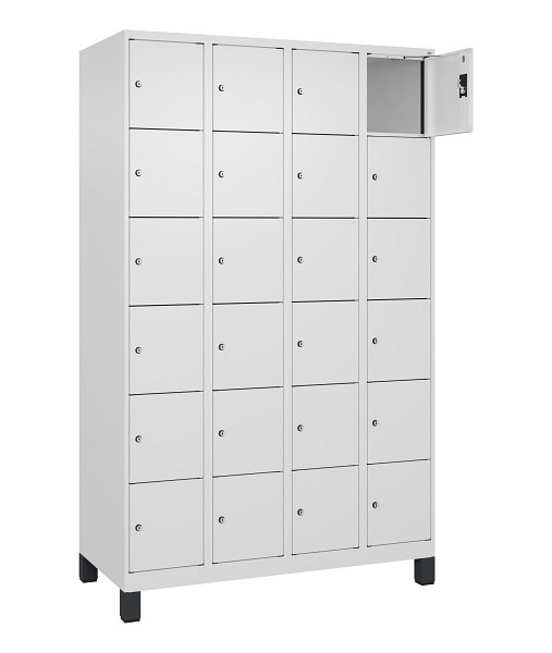 C+P Schließfachschrank Evolo PLUS, mit Füßen, 24 Fächer, 1950x1200x500mm, 9016/9016 Verkehrsweiß, 049010-406 S10020