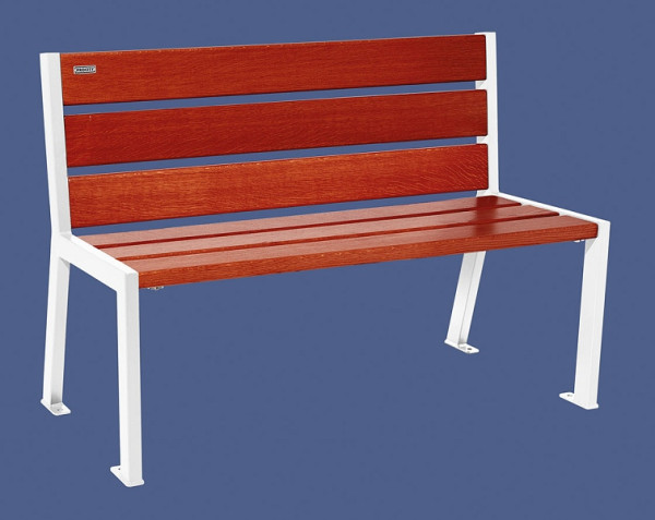 Procity Sitzbank Silaos 6 Holzlatten, 1200 mm, Ohne Armlehne, Holz & Stahl, Mahagoni/RAL 9010, 209601.9010.ACAJ