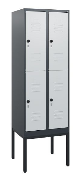 C+P Doppelstöckiger Spind Classic PLUS, Gestell, 2 Abteile, 1950x600x500mm, 7016/7035, Drehriegel, 0803305-20 S10013