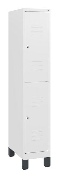 C+P Doppelstöckiger Spind Classic PLUS, Füße, 1630x300x500mm, 9016/9016, Zylinderschlösser, 0803105-10 S10044