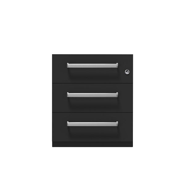 Bisley Rollcontainer Note™, 3 Schubladen, Tiefe 775 mm, Designgriff, 133 schwarz antibakteriell, NWH79M7BBB133