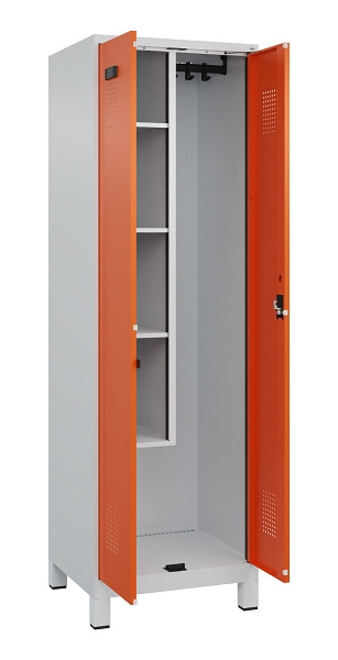 C+P Putzmittel-Spind Evolo PLUS, mit Füßen, 2 Abteile, 1950x600x500mm, 7035/200, Zylinderschloss, 049110-00 S10029