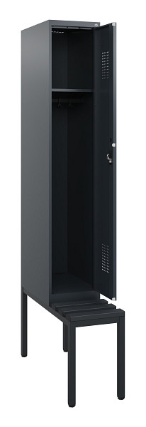 C+P Spind Evolo PLUS, 1 Abteil, 1950x300x815mm, 7016/7016, Zylinderschloss, Material Sitzfläche Kunststoff, Sitzbank, 0490505-10 S10097