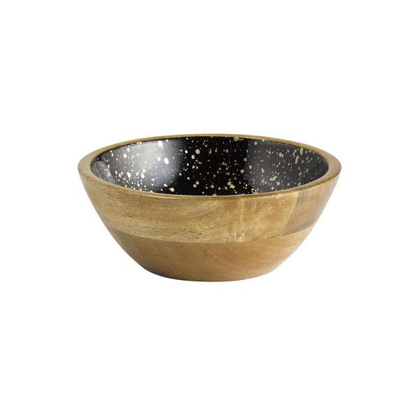 APS Schale "MANGO", Mangoholz, Epoxidharzbeschichtung innen, Ø 20 cm, 0,8 Liter, schwarz-gold, 01050